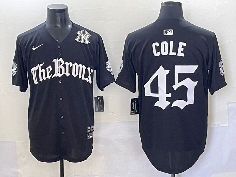 Men 2025 New York Yankees #45 Cole Black Five generations Joint Name Nike MLB Jersey style 8